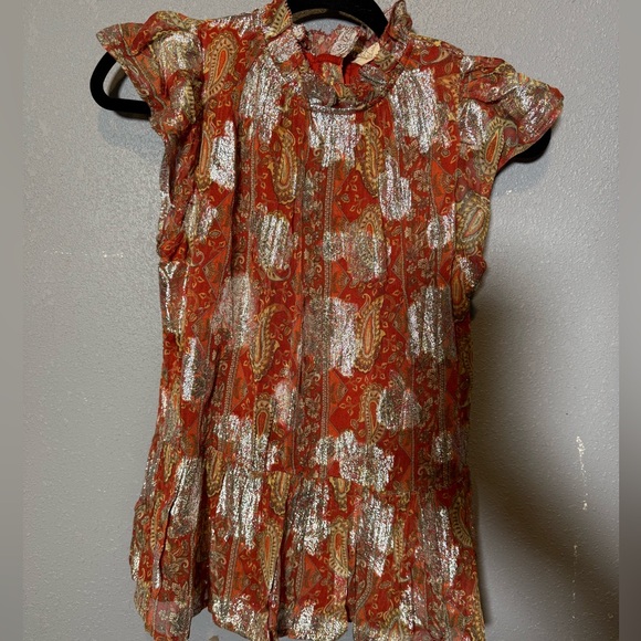 NWT‎ Anthropologie Let Me Be Vanna Shimmer Paisley Top- 2 - Picture 3 of 12